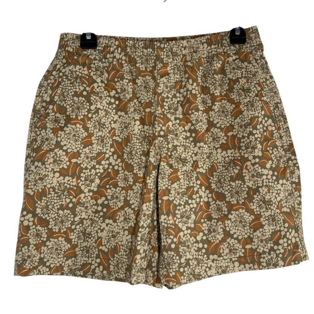 Lands End Green Floral Chino Shorts Womens Sz 6 Gorpcore Summer Modest